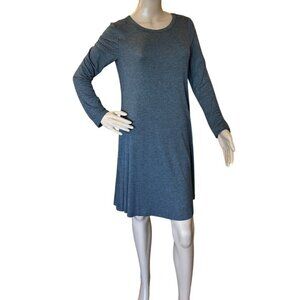 Popyoung Womens Long Sleeve‎ A-Line Casual Midi Dress Medium Gray